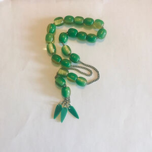 Vintage 90s Green Acrylic Prayer Beads Komboloi